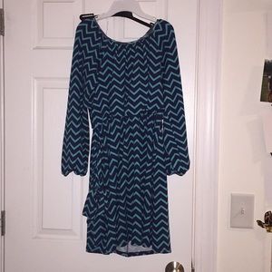 blue and teal chevron kids dress